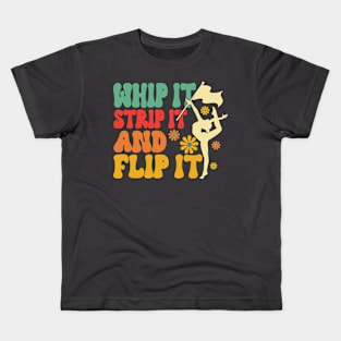 Winter Color Guard Retro Whip It Strip It And Flip It Kids T-Shirt